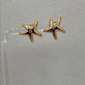 Designer Inspired 18k Rose Gold Vermeil CZ Starfish Stud Earrings